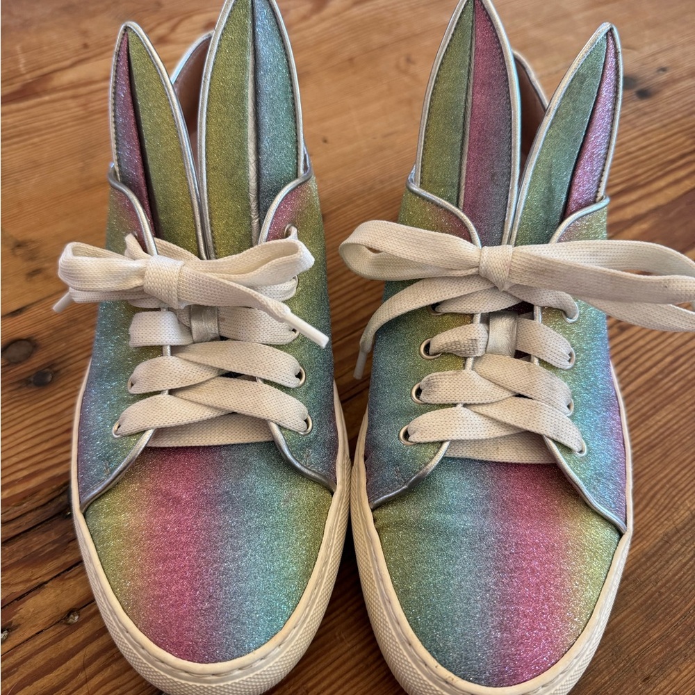 Designer Minna Parikka rainbow glitter bunny sneakers